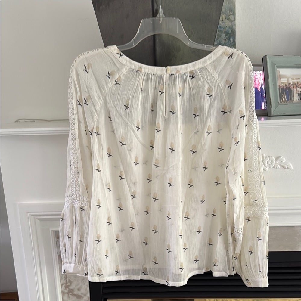 LOFT Rosebud Cream Relaxed Embellished Blouse - Picture 4 of 5
